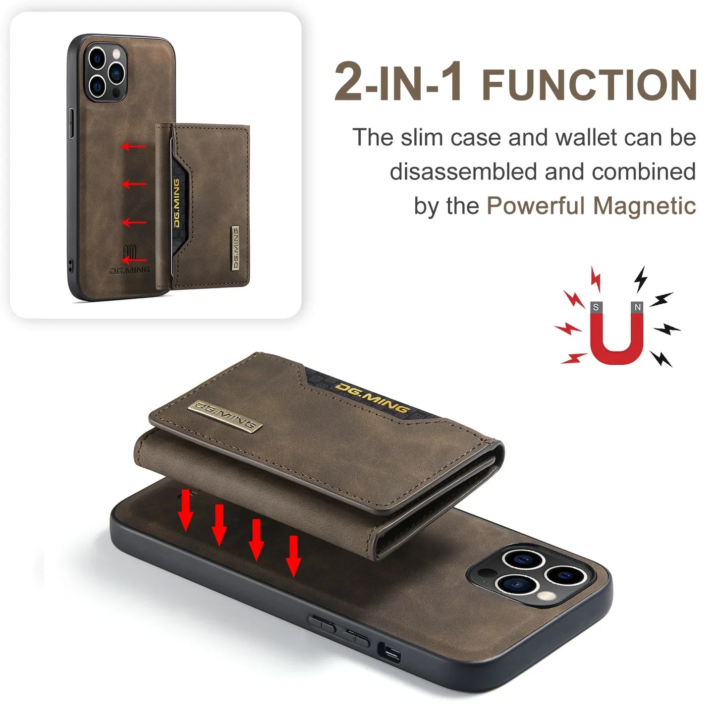 Vintage 2 in 1 Magnetic Wallet/Phone Case for iPhone