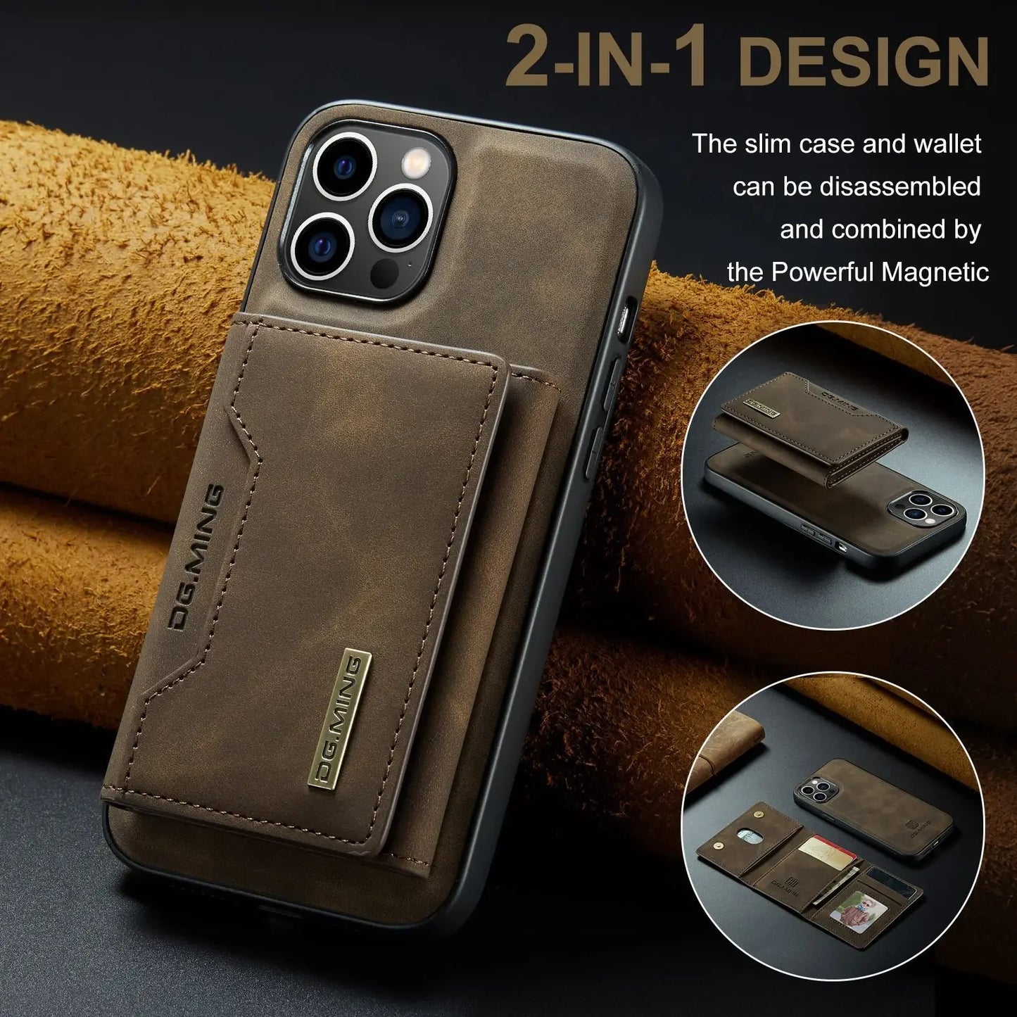 Vintage 2 in 1 Magnetic Wallet/Phone Case for iPhone